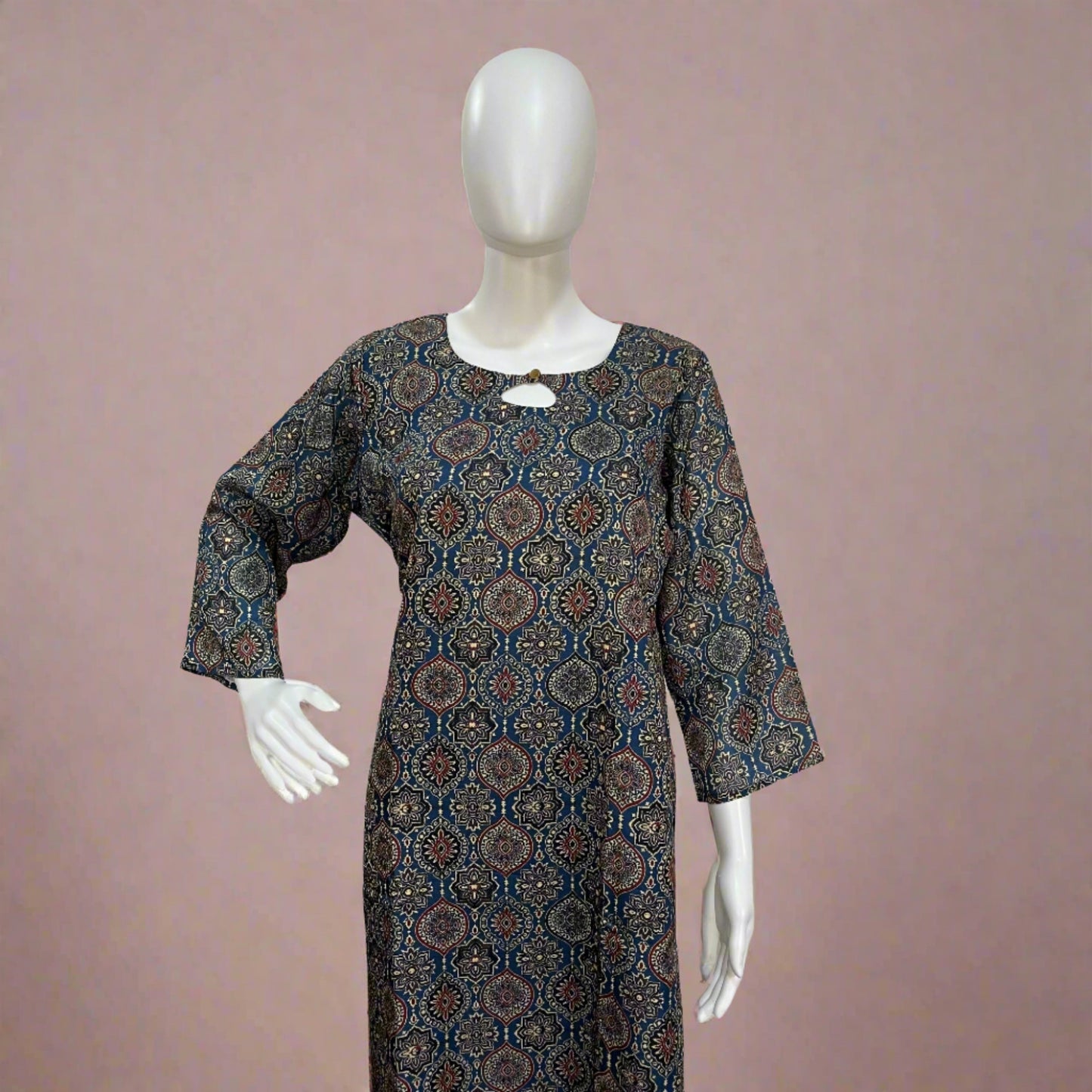 Blue Ajrakh Modal Silk Kurta