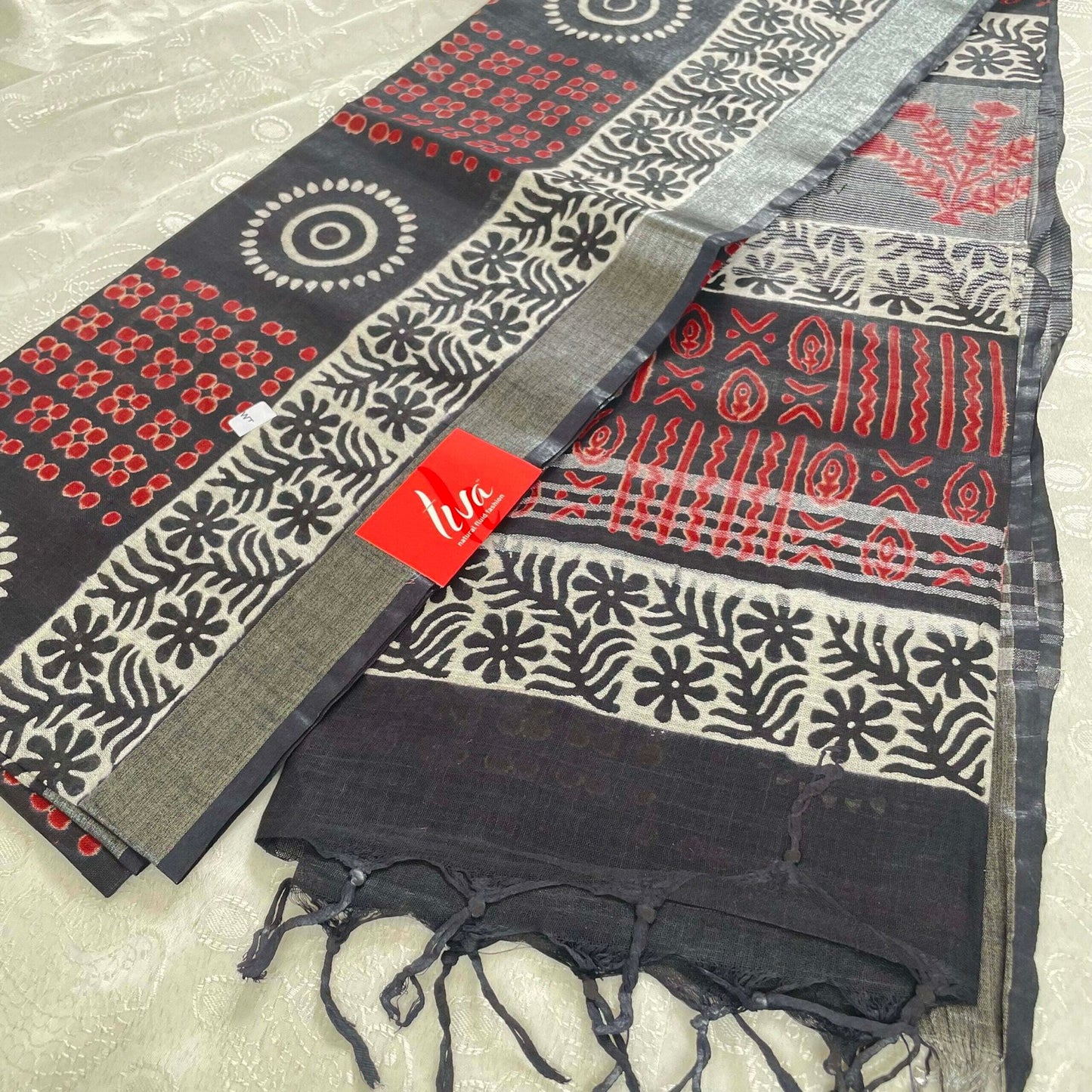 Liva Liva Art Linen Black Bagru/Dabu print