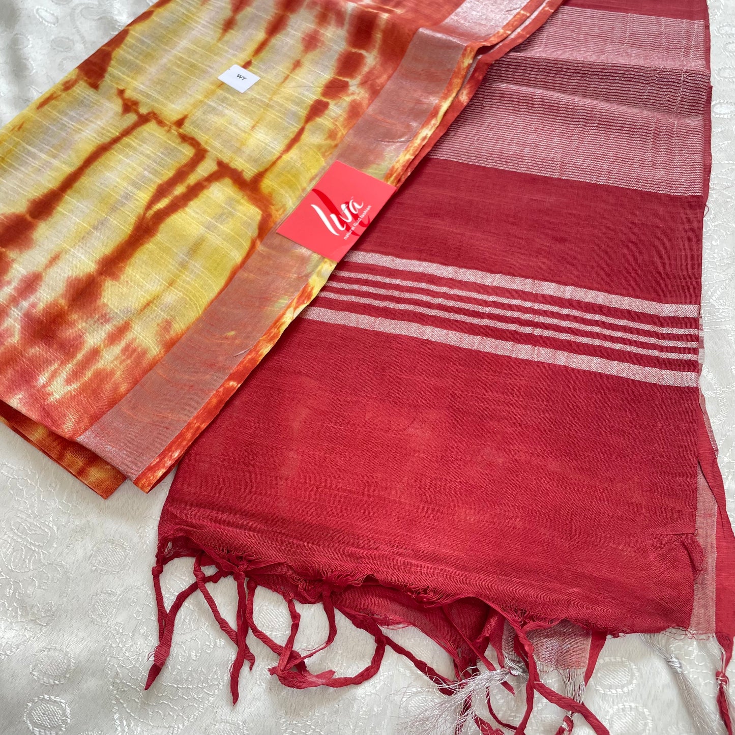 Women's Linen Slub Shibori Design Saree with Blouse
