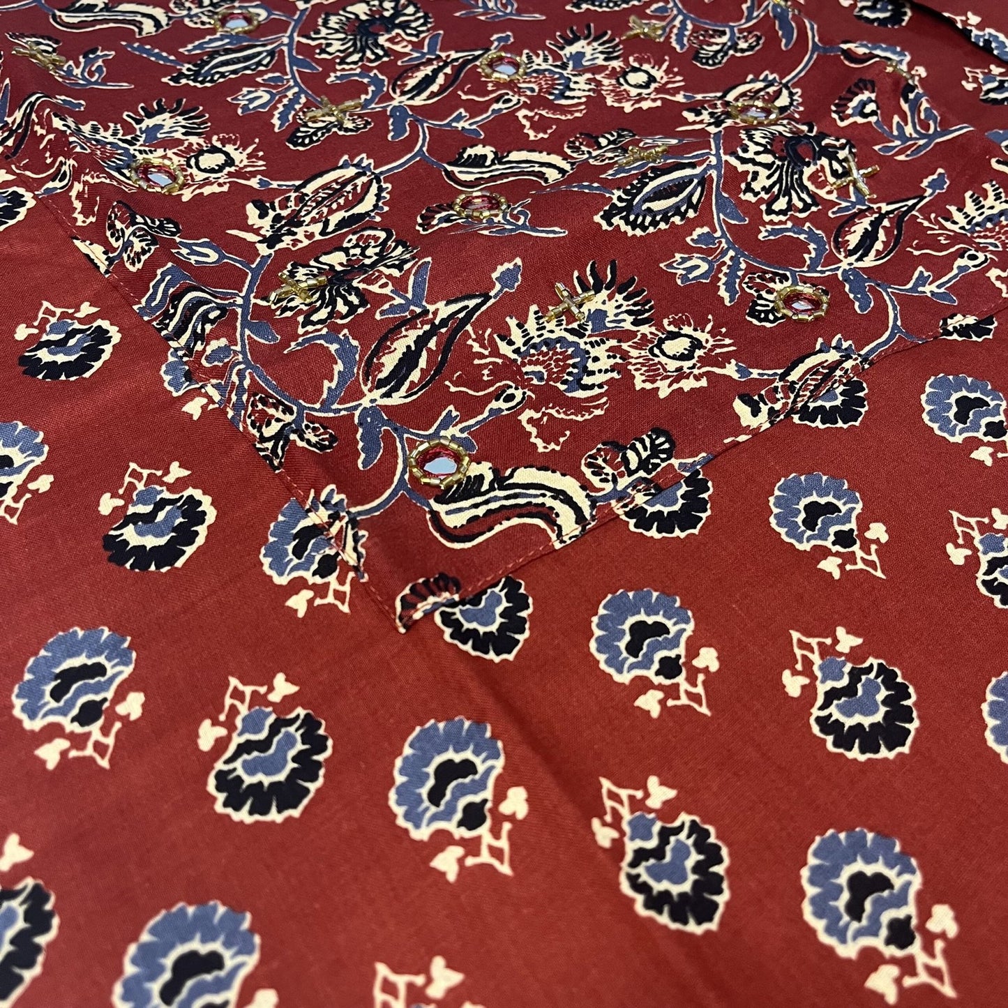 Women’s Cotton Printed Kurtis With Lining maroon