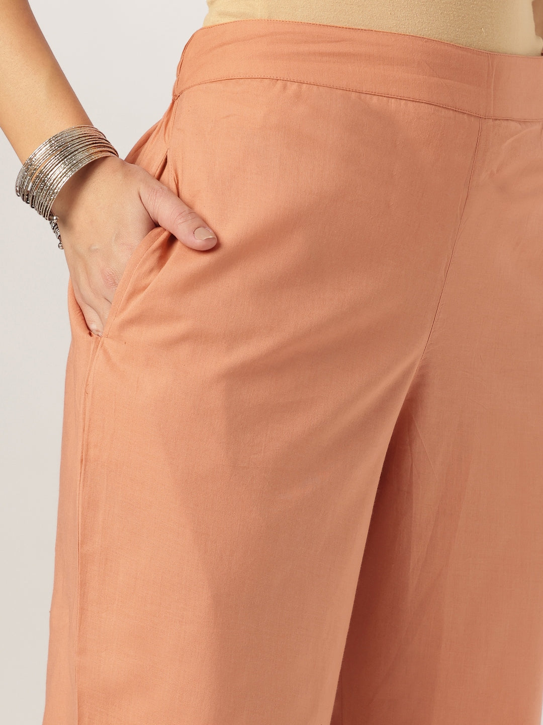 Women's Rust Pure Cotton Solid Straight Kurta Set