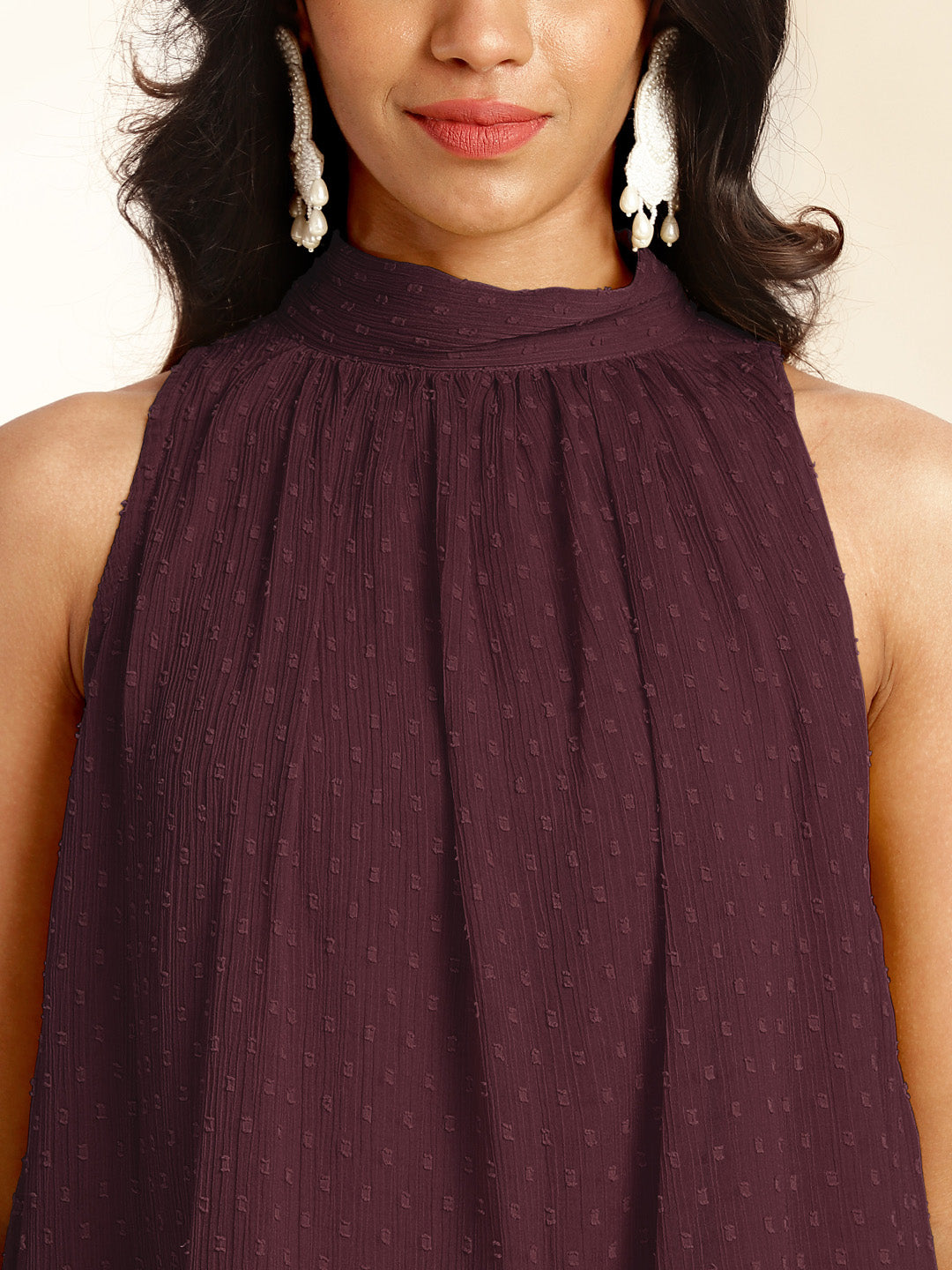 Women's Chiffon Woven Design Gathered Co-Ord Set