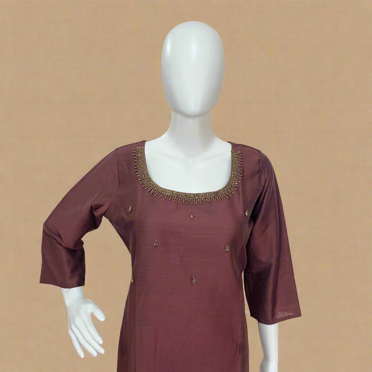 Women's Brown Handwork Kurti