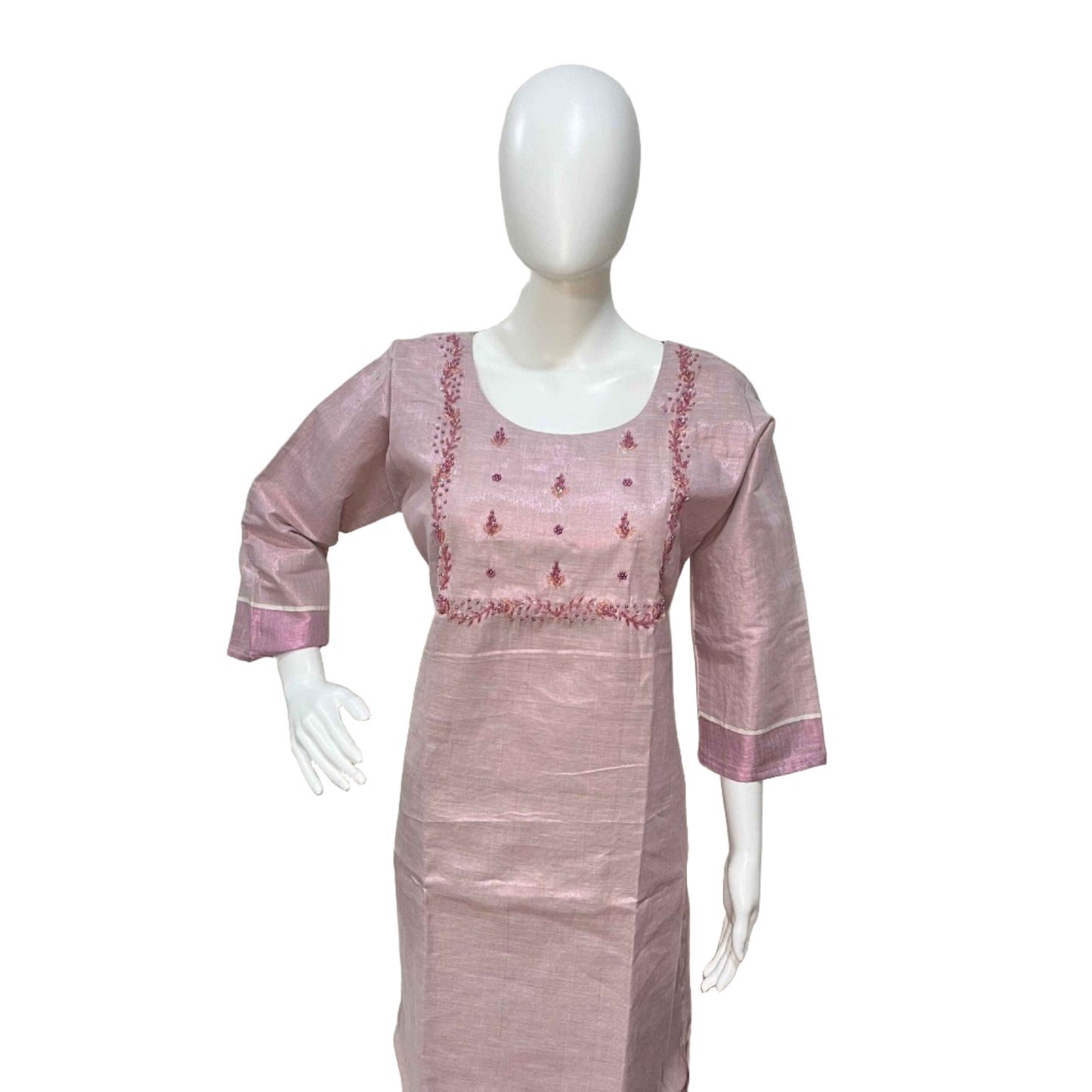 Copper Tissue With Handwork Kurti