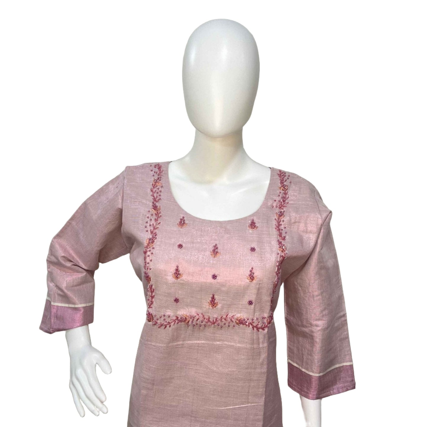 Copper Tissue With Handwork Kurti