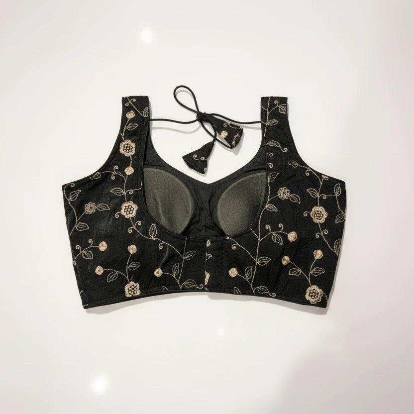 Fancy Ready-to-Wear Silk Blouse for Women | Floral Embroidery | Size 38