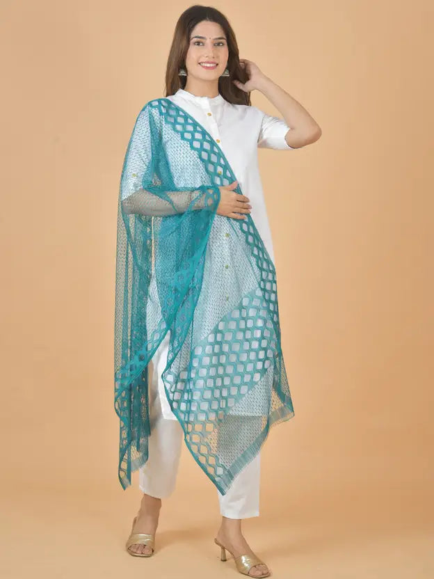 Women's Net Self Design Morpankhi Dupatta