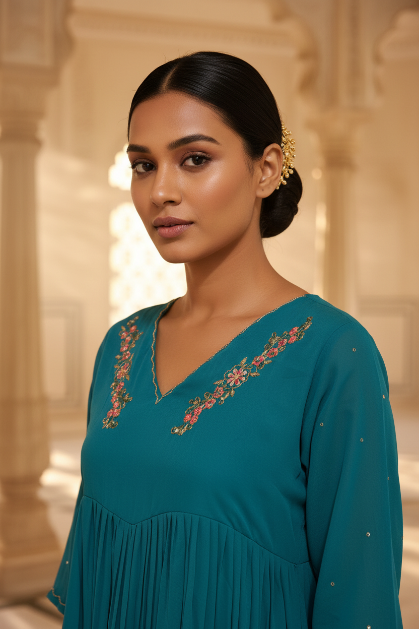 Teal Kurti - Close-Up Detail