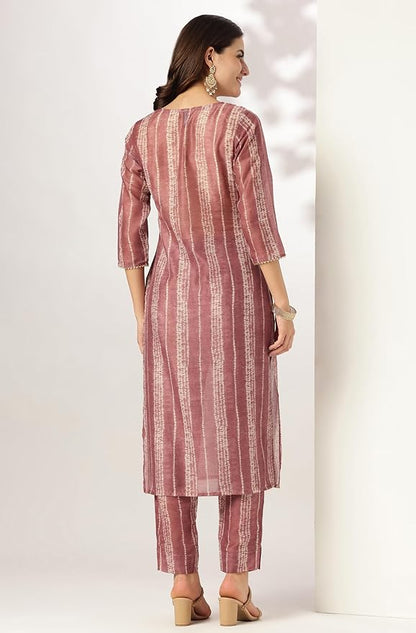 Women's Mauve Tie & dye Kurta & Pant Set for Women Silk Blend Fabric Latest Fashion