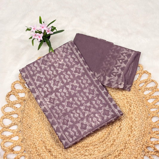 Elegant Mauve Batik Print Suit Set – Soft Cotton Ethnic Wear with Dupatta for Women