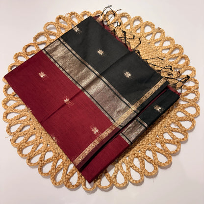Women's Elegant Maheshwari Cotton Silk Saree with Traditional Woven Patterns | Lightweight Festive & Office Wear