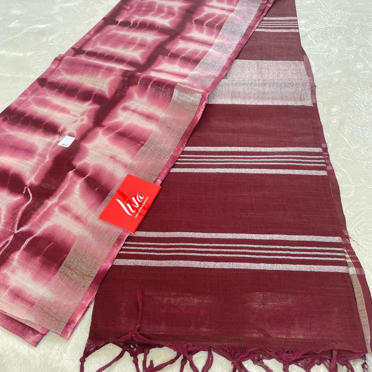 Women's Linen Slub Saree Shibori Design with Blouse