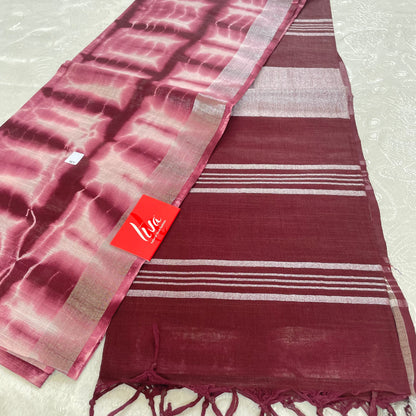 Women's Linen Slub Saree Shibori Design with Blouse