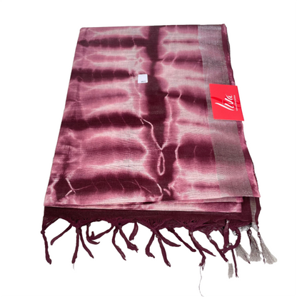 Women's Linen Slub Saree Shibori Design with Blouse