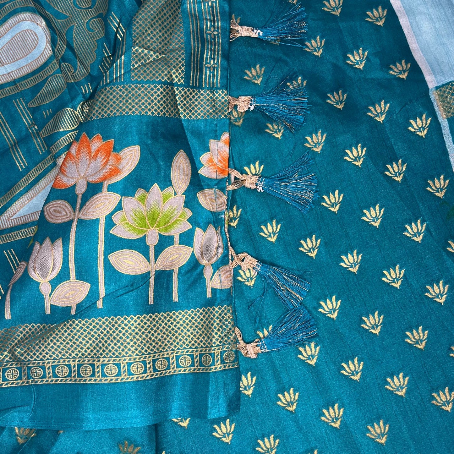 Women's Fancy Digital Print with Embroidery Saree