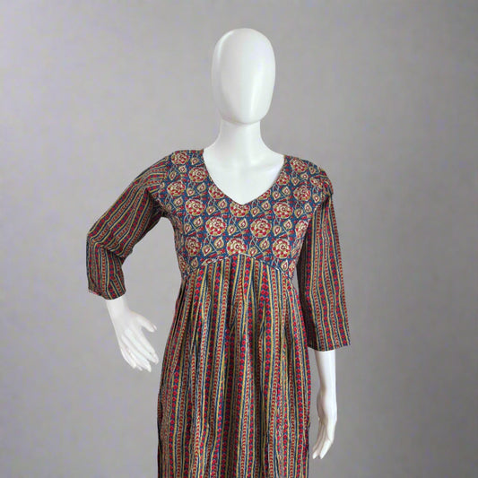 Women's Pure Cotton Printed Alia Cut Flared Kurti