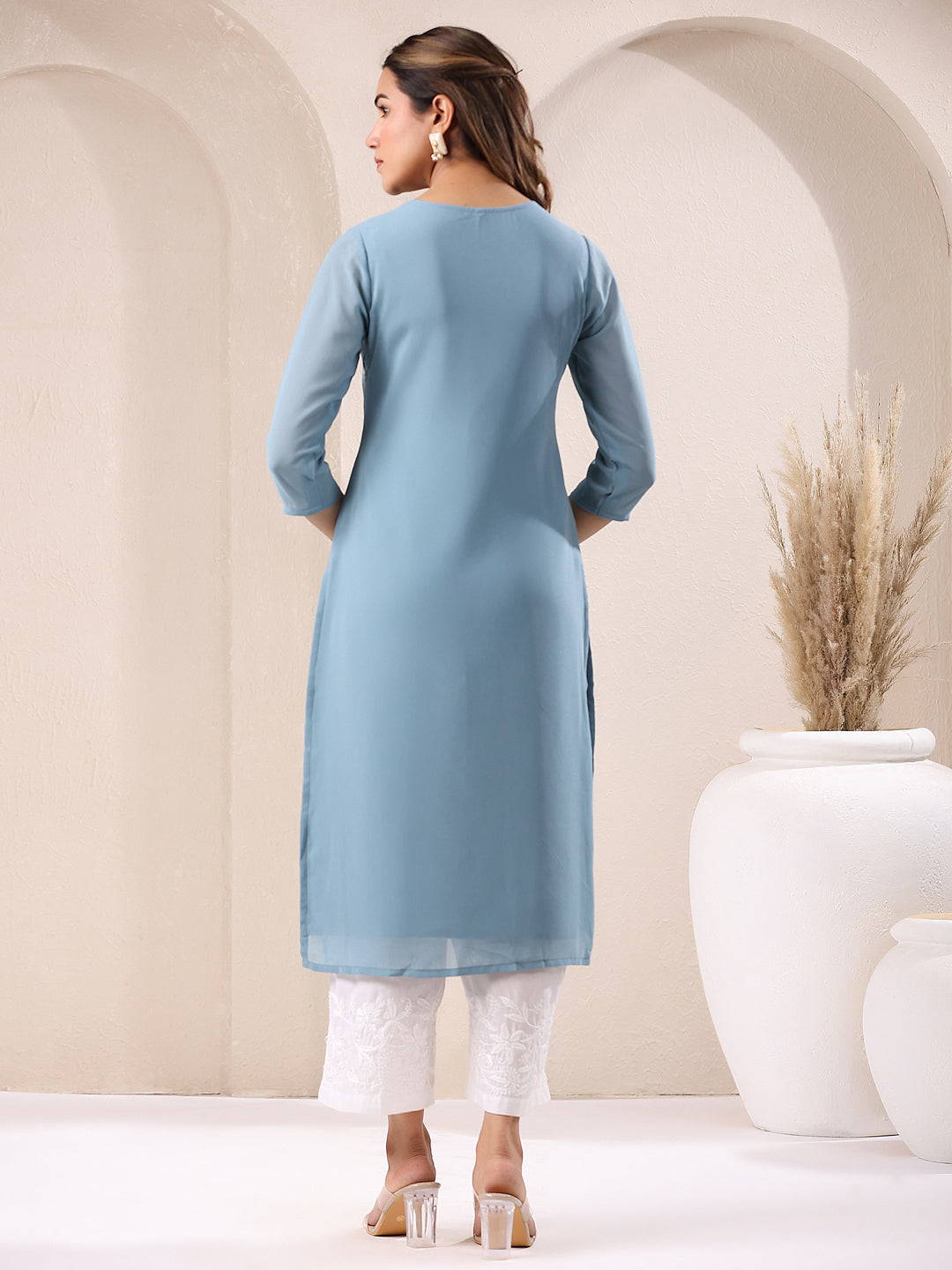 Women Georgette Regular Fit Casual Kurta