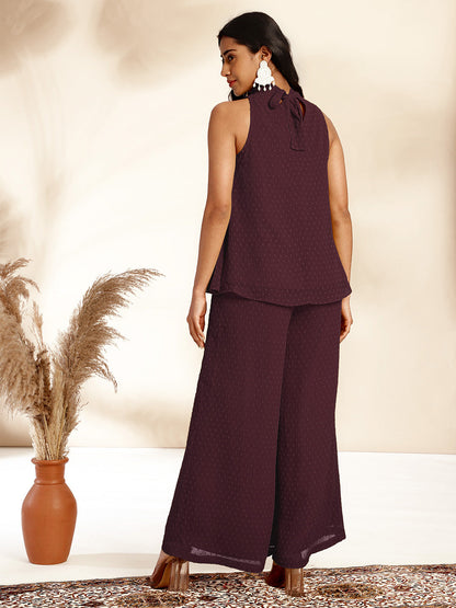 Women's Chiffon Woven Design Gathered Co-Ord Set