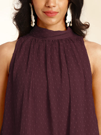 Women's Chiffon Woven Design Gathered Co-Ord Set