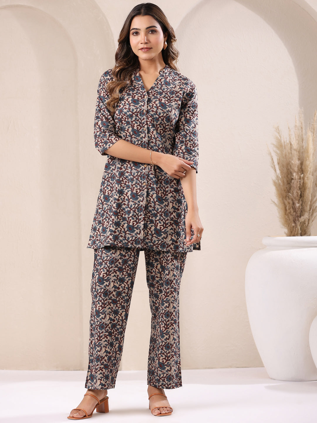 Women's Pure Cotton Floral Printed Straight Co-ord Set