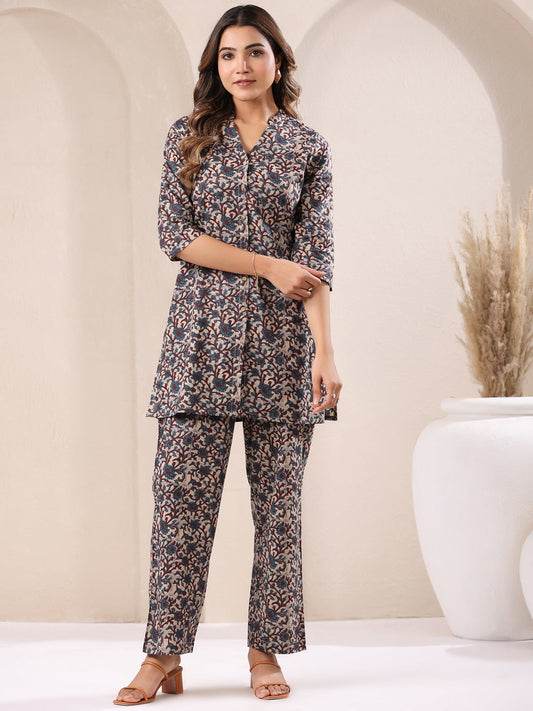 Women's Pure Cotton Floral Printed Straight Co-ord Set