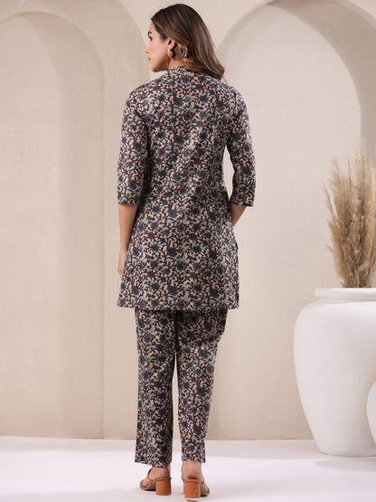 Women's Pure Cotton Floral Printed Straight Co-ord Set