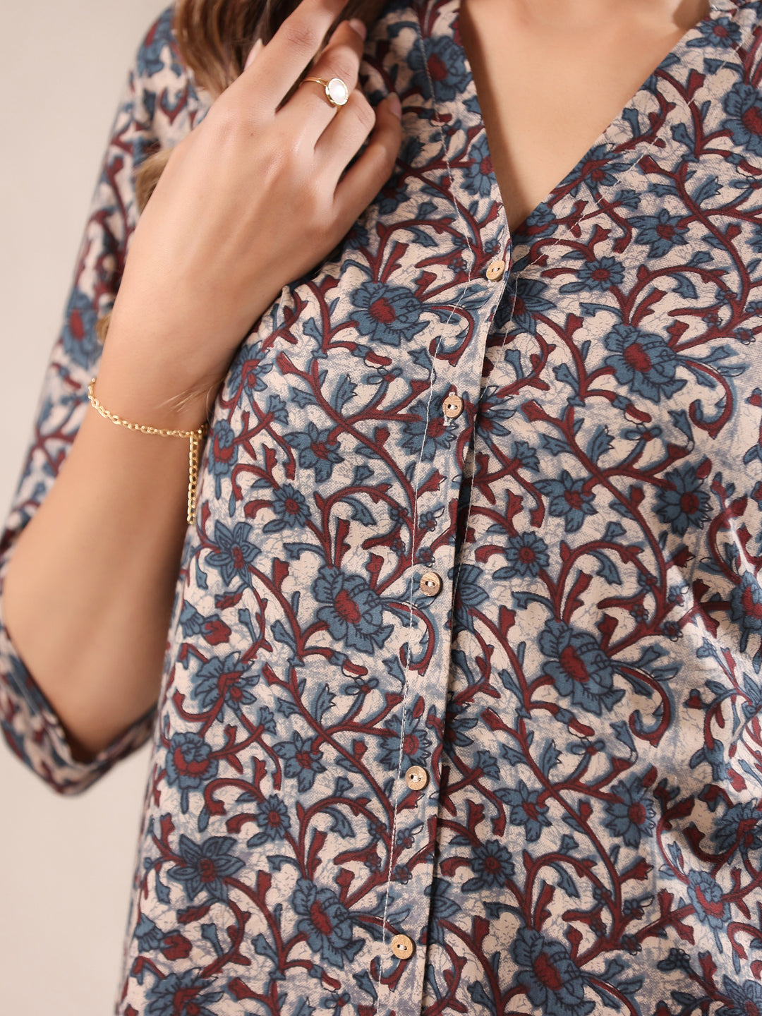 Women's Pure Cotton Floral Printed Straight Co-ord Set