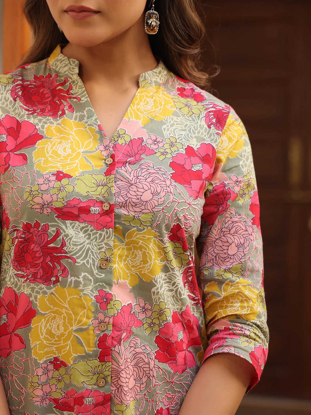 Women's Multicolor Pure Cotton Floral Printed Straight Co-ord Set