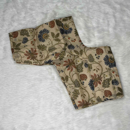 Kalamkari Ready made Off White Round Neck Blouse