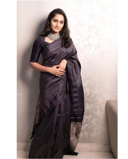 Beauty Black Banarasi Soft Silk Kanjivaram Saree