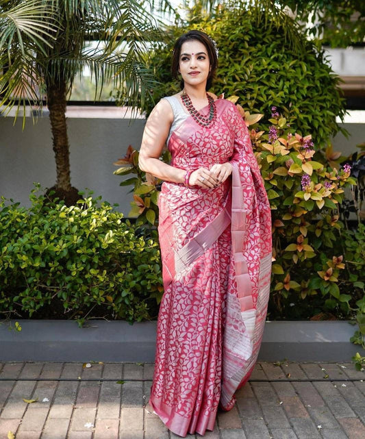 Kanjivaram Banarasi Silk Woven Design Saree With Unstitched Blouse Piece