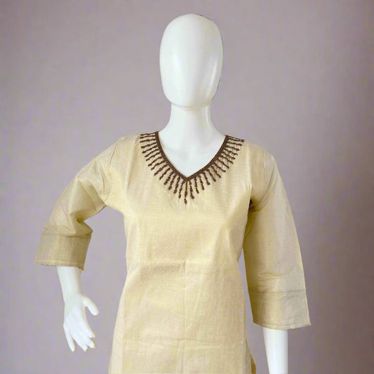 Women's Kerala Traditional Tissue Handwork Kurti