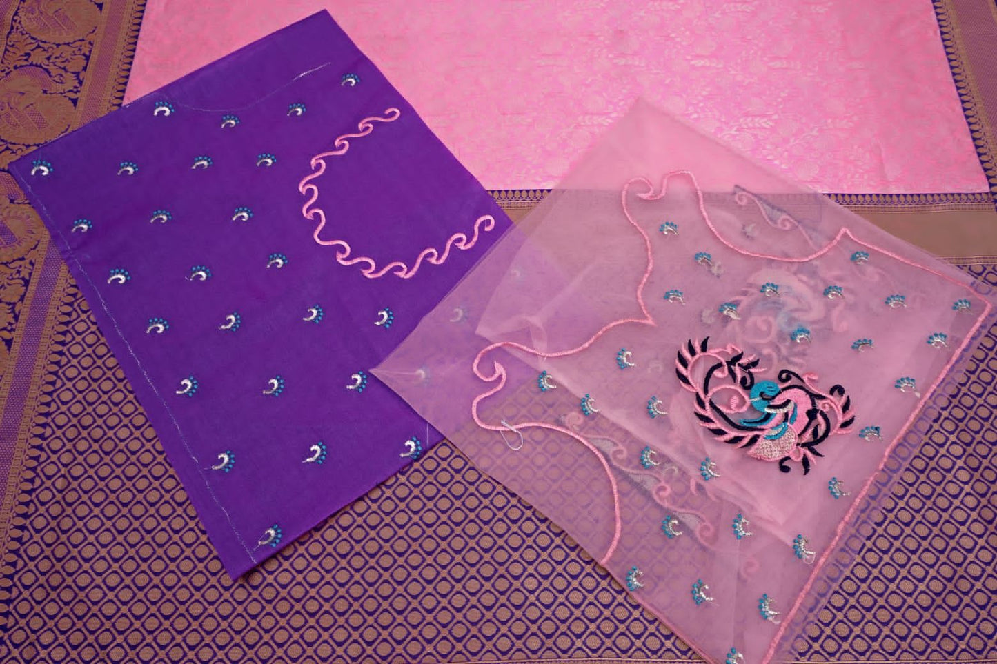 Women's Designer Baby Pink Soft Litchi Silk Saree With Unstitched Blouse Saree