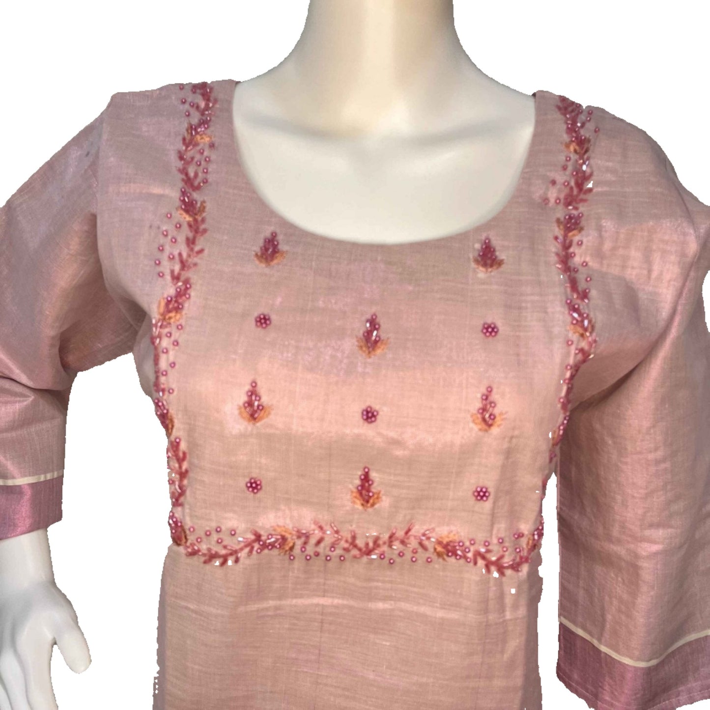 Copper Tissue With Handwork Kurti with Lining