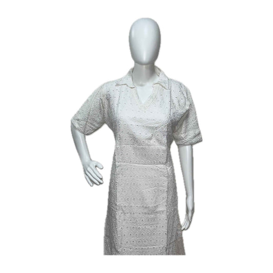 Women's White Cotton Hakoba Dress