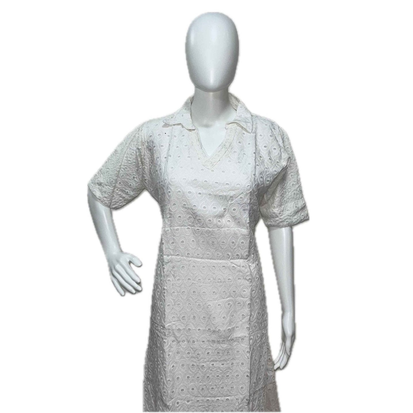 Women's White Cotton Hakoba Dress