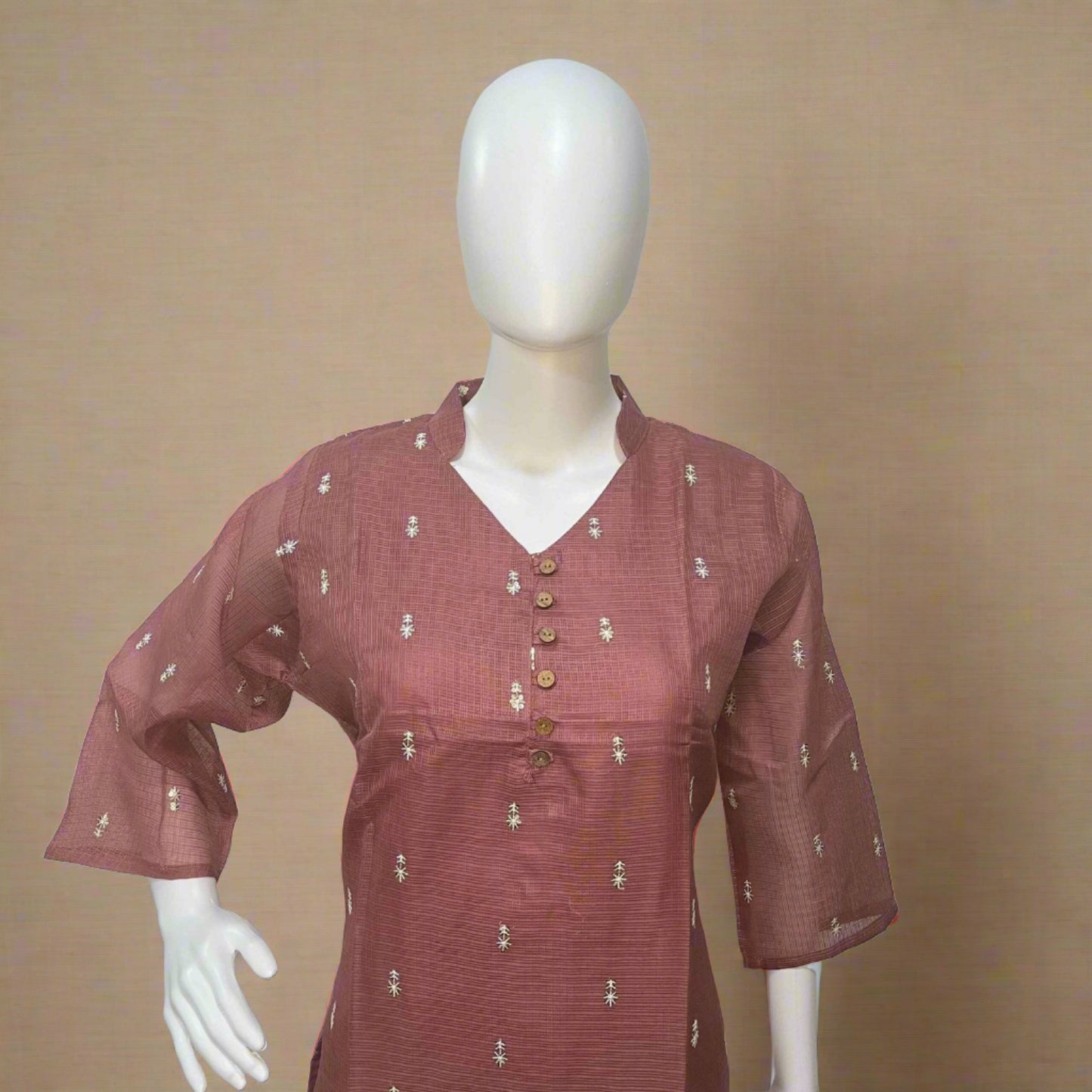 Women's embroidered-net-kota-kurti