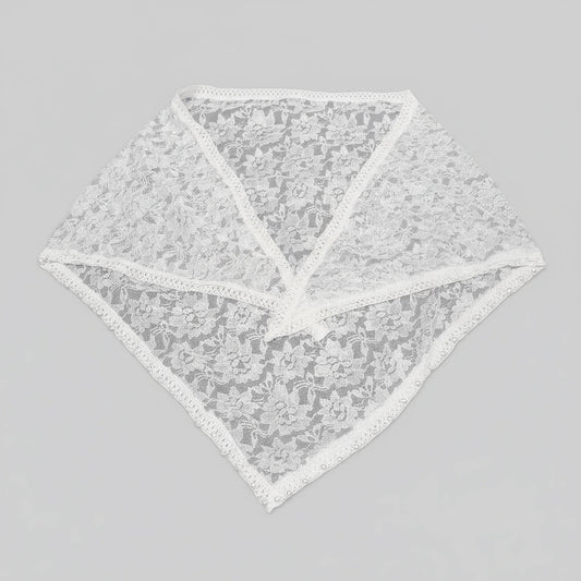 White lace scarf on a gray background