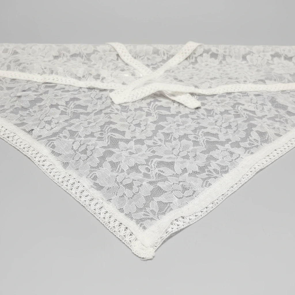 White lace underwear on a gray background