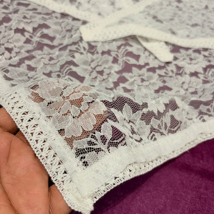 Elegant White Floral Lace Scarf for Women – Lightweight & Stylish
