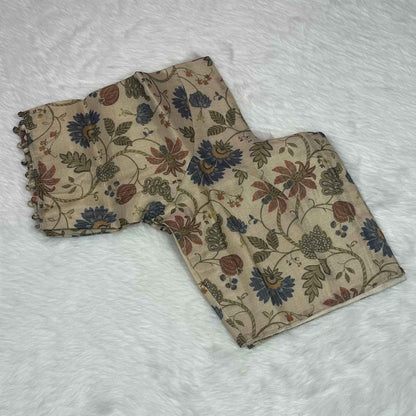 Kalamkari Ready made Off White Round Neck Blouse