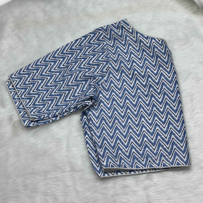 Pure Ajrakh Non-Padded Cotton Readymade Zigzag Print Blouse