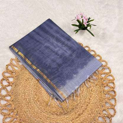 Women's Handloom Art Silk Saree with Blouse Piece | Eco‑minded, Liva Certified | Soft Gold Border & Leaf Shadow Design