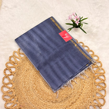 Women's Handloom Art Silk Saree with Blouse Piece | Eco‑minded, Liva Certified | Soft Gold Border & Leaf Shadow Design