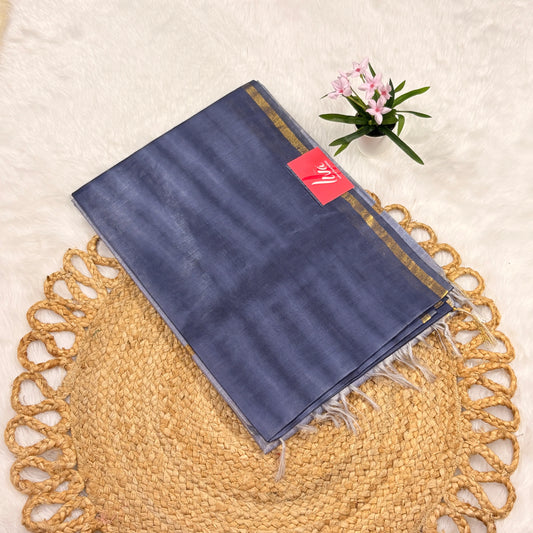 Women's Handloom Art Silk Saree with Blouse Piece | Eco‑minded, Liva Certified | Soft Gold Border & Leaf Shadow Design