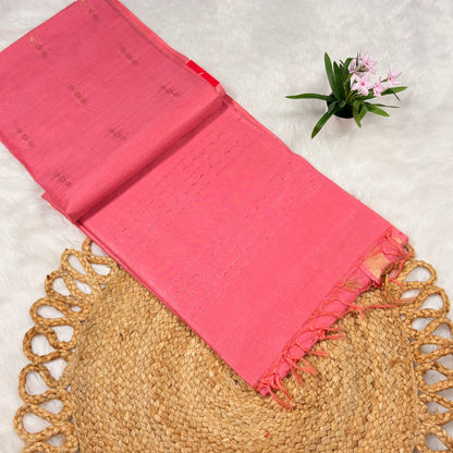 Women's Jari Buty Saree with Blouse Piece | Liva Certified | Subtle Zari Buti & Linear Jari Pallu | 5.5 m Saree