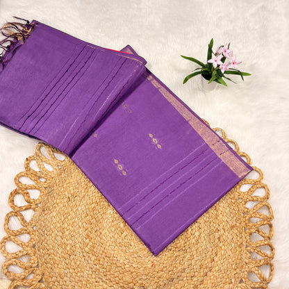 Women's Jari Buty Saree with Blouse Piece | Liva Certified | Woven Jari Lines & Buti Motifs