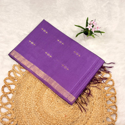 Women's Jari Buty Saree with Blouse Piece | Liva Certified | Woven Jari Lines & Buti Motifs