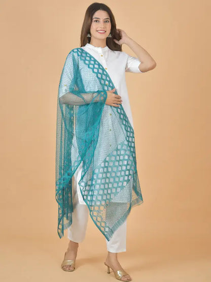 Women's Net Self Design Morpankhi Dupatta