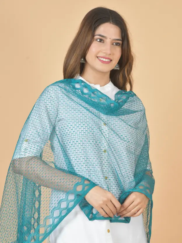 Women's Net Self Design Morpankhi Dupatta